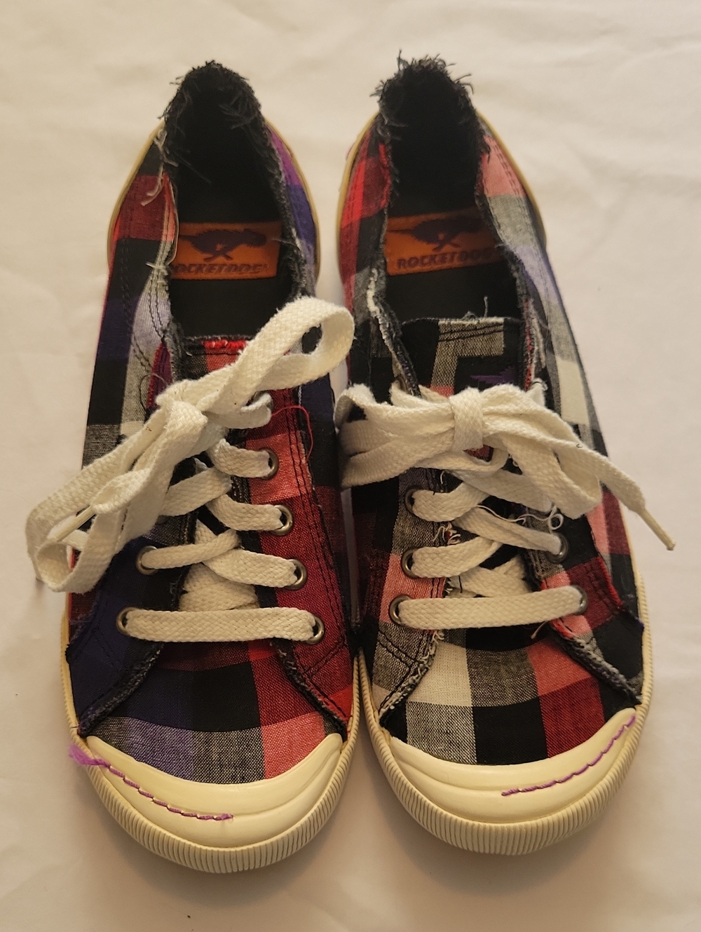 Rocket Dog Plaid Lace-Up Sneakers in Red, Black, Purple